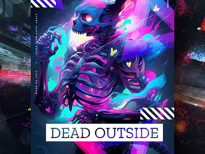 Dead Outside π ai branding cat daliy design illustration poster print