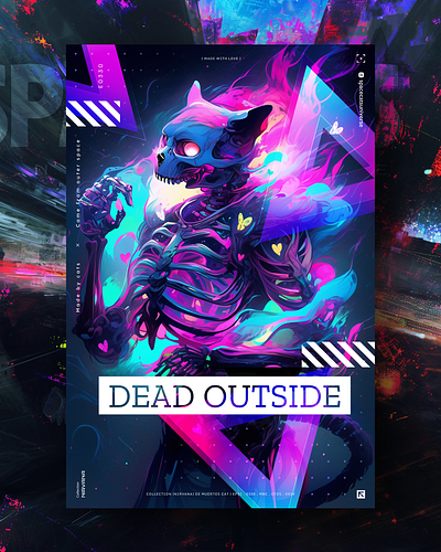 Dead Outside 💀 ai branding cat daliy design illustration poster print