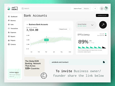 Banking App Admin Dashboard | B2B App account management admin dashboard admin tool antdesk b2b app bangking softwere banking app business account dashboard design efficiency tracking financial management idealrahi real time data saas design ui ux design user interface ux design