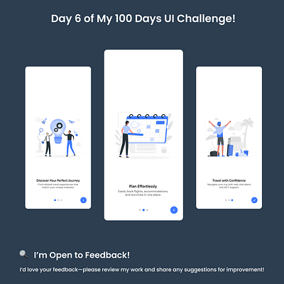 Day 6/100 - Onboarding Screens For Mobile Travel App ui
