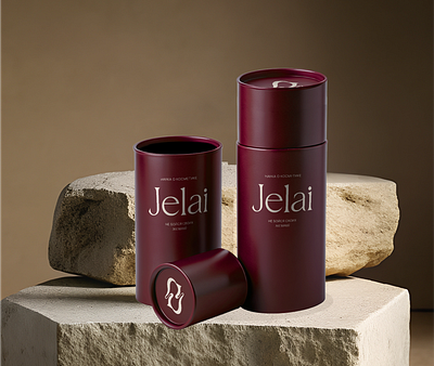 Brand identity and packaging for the cosmetic brand Jelai 3d branding graphic design identity