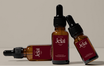 Brand identity and packaging for the cosmetic brand Jelai 3d branding graphic design logo