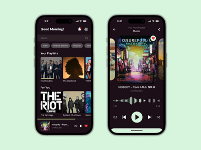 Music Player App | Daily UI #009 - #010 app daily ui daily ui challenge dailyui ios iphone mobile mobile app music music app music player player playlist share shraring ui ui design uiux uix101