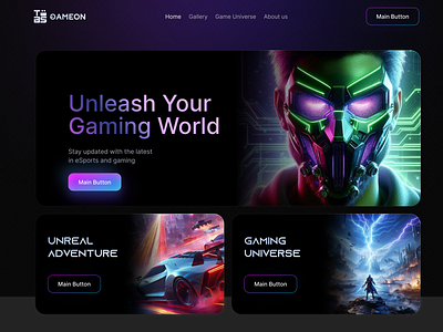 Gaming home page design-Gameon gaming homepage design landing page design website