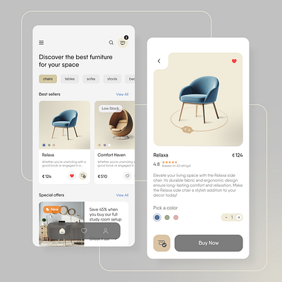 Furniture Ecommerce App UI furniture mobile app design ui ux