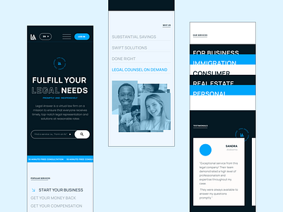 Legal Company Website Design bold typography clean design corporate website design desktop version interactive design landing page design landing page redesign law company website legal company website mobile version services design typography ui uiux web design website design website redesign