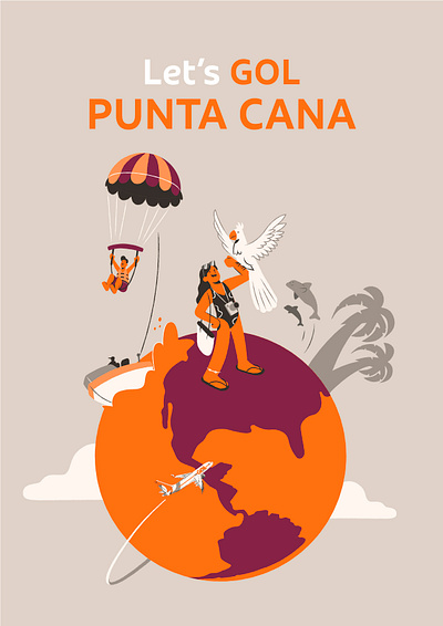 GOL - Punta Cana agency bird boat brand camera design dolphin earth flat fun illustration illustrator joy motion parachute photo planet tree vacation world