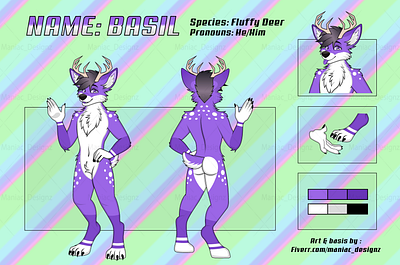 Fluffy Deer Fursona Reference Sheet Finished by Maniac_Designz august art commissionsopen deer deer cartoon deer character deer furry deer fursona deer ref sheet deer reference sheet fiverartist fluffy deer furry art furry fursona furry ref sheet furryartist furryfandom maniac designz purple deer