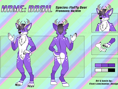 Fluffy Deer Fursona Reference Sheet Finished by Maniac_Designz august art commissionsopen deer deer cartoon deer character deer furry deer fursona deer ref sheet deer reference sheet fiverartist fluffy deer furry art furry fursona furry ref sheet furryartist furryfandom maniac designz purple deer