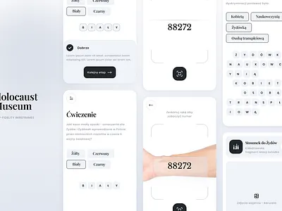 Holocaust Museum low-fidelity wireframes 3d android animation app branding design educationaldesign graphic design holocaust holocaustmuseum illustration interaction interface logo memorialdesign motion graphics museum history product design ui ux