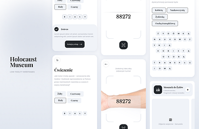 Holocaust Museum low-fidelity wireframes 3d android animation app branding design educationaldesign graphic design holocaust holocaustmuseum illustration interaction interface logo memorialdesign motion graphics museum history product design ui ux