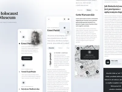Holocaust Museum low-fidelity wireframes android animation app branding culturalheritage design exhibition history historypreservation holocaust holocaustmuseum illustration interaction interactiveexhibit interface product design secondwar ui ux war