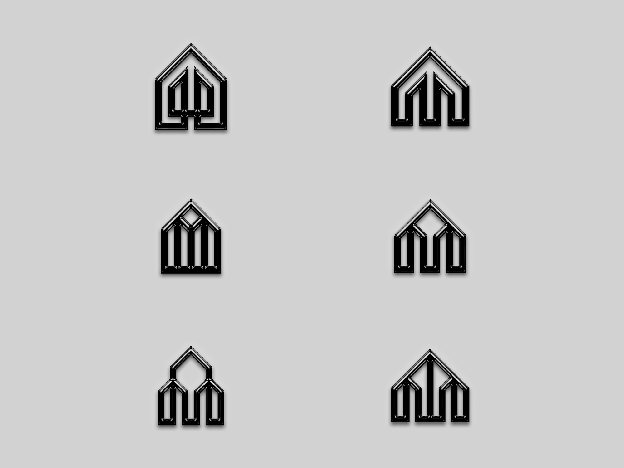 Houses Logos 3d brand brand identity branding building house icon identity logo logomark logotype metal minimal monochrome monogram real estate simple symbol visual identity wordmark