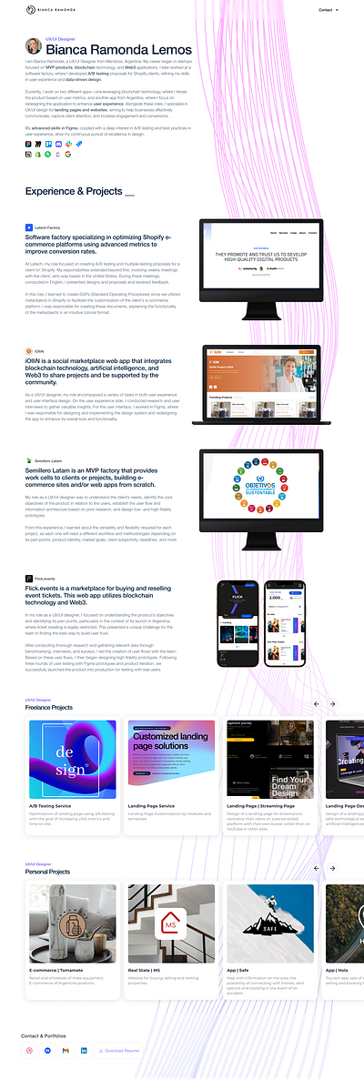 Personal Portfolio | Landing Page Format landing page portfolio uxui