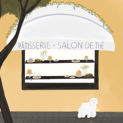 Pettiserie, Salon de Thé character childrensillustration cute digital illustration dog france french fun illustration pastries pet procreate