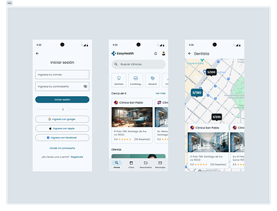 EASYHEALTH - Mobile App app design home login map material material 3 material you search ui
