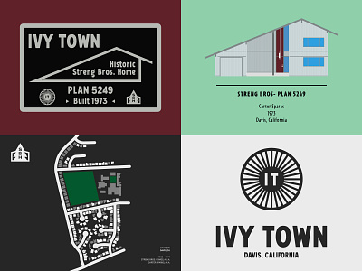 Ivy Town Streng Bros Homes community - custom artwork adobe illustrator house drawing icon design illustration logo logo design map design map illustration mid mid century modern minimalist signage design vector vector art vector illustration