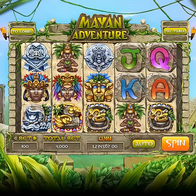 Spin animation for the online slot machine "Mayan Adventure" animation casino animation digital art gambling gambling art gambling design game art game design graphic design mayan mayan slot motion art motion design motion graphics slot animation slot design slot spin spin spin animation spin design