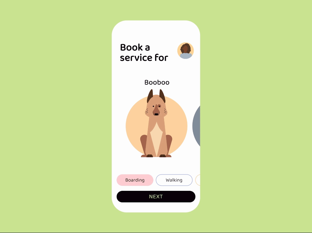 Pet Care App for pet parents and pet lovers appdesign appprototype dogsitterapp interactiondesignpetapp petapp petcaremobile petproductdesign productdesign ui uidesign visualdesign