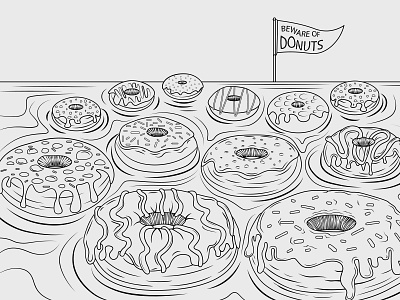 Beware of Donuts art design donut food illustration lineart linework ocean sea snacks threadless unique vector