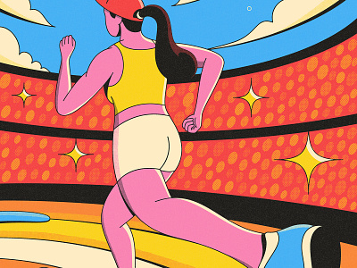 Summer Dash athletics illustration illustrator olympics psychedelic running sports sportsillustration summer summerolympics vintage woman