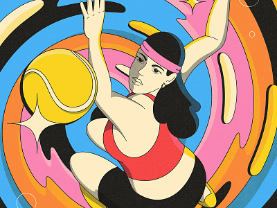 Serve It Up abstract athletics illustration olympics psychedelic retro sports summer summerolympics tennis vintage woman