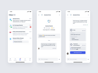 Zendenta - Inbox for Receiving Dental Clinic Messages app clinic dental dentist ehr emr healthcare hospital inbox management medical records message mobile product design saas saas dental saas design telemedicine ui ux