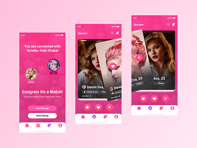 Dating App UI Design app design app ui chatting dating app dating app ui dating mobile app figma design match mobile app motion graphics relationship social media app tinder ui ux