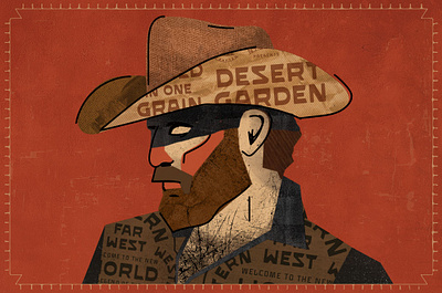 Desert Garden Font Collection - The Bandit bandit beard collage cowboy design drawing farwest font graphic design handmade hipster illustration logo mascot old retro southwest type vintage western