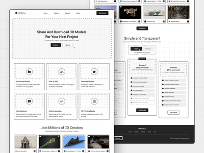 VertexLab - 3D models sharing website 3d figma graphic design landing page ui ux web design