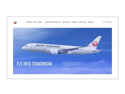 Japan Airlines. Main page. animation corporate ui