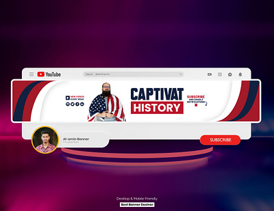 Captivate American History Youtube Channel Banner Design ads art banner banner design channel channel art cover cover design youtube youtube banner design youtube cover