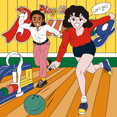 Run, bowling ball! Illustration activity artwork bowling character drawing fun game graphic design illustration korean sports