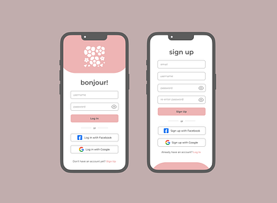 Daily UI #001 - Log in & Sign up dailyui ui