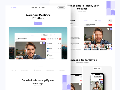 Online Video Calls and Meetings - Landing Page clean confrence landing page meeting team meetings ui ui design uiux video call video confrence web design webapp website