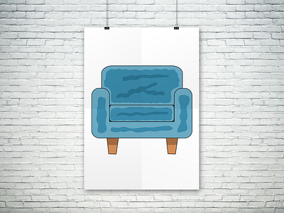 Cozy Blue Armchair with Wooden Legs armchair cartoon digital art digital drawing game asset game assets graphic design sofa vector vector art vector illustration