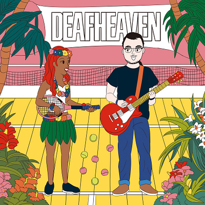 With DEAFHEAVEN BAND Illustration artwork band character deafheaven drawing festival graphic design guitar hawaii illustration korean music rock sports summer tennis tropical