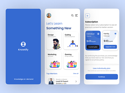 Course App UI (Knowtify) app design clean ui course app course app ui dashboard design e learning ui education app education app ui interactive ui knowtify learning app learning platform ui mobile app mobile app design mobile learning online learning ui ui design user experience user interface ux design