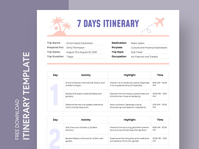 7 Days Itinerary Free Google Docs Template 7 days itinerary 7 days travel planner 7 days trip itinerary business trip itinerary docs free google docs templates free template free template google docs google google docs template travel itinerary travel planner travel schedule week itinerary week planner weekly itinerary