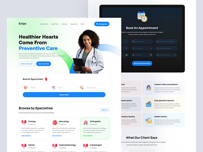 Eclips Medical Landing Page Design doctor website medical medical landing page medical product medical saas medical web application medical website medical ux product design trendy design ui design ux design web website design