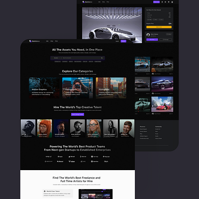 Freelance platform design exploration for Artists! 3d art behance branding conceptual design dribble home homepage landing page service design service website trending ui user interface ux visual design