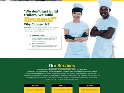 A Food Truck Making Company Website 3d animation branding elementor graphic design ui ux wordpress