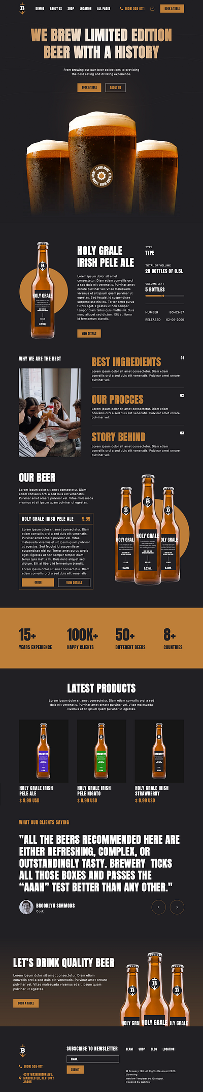 Brewery beer and pub beer template beer website professional design responsive design seo optimized template ui ui design webflow webflow designers webflow template webflow website website design website designers