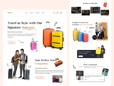 Suitcase Landing Page bags clean ecommerce ecommerce website landing page marketplace minimal online store product page shop suitcase suitcase landing page suitcase web design suitcase web ui travelling ui ux web design web ui