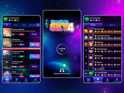 Piano Sky: UI/UX galaxy galaxy backgrounds galaxy theme game game art game ui game uiux magic tiles mobile game music music game music tiles piano piano game piano tiles ui uiux