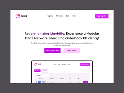 Elixir landing page redesign crypto design dex perpetual dex ui design user interface web3