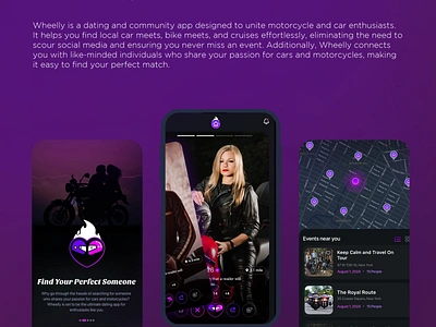 Wheelly, the ultimate app for motorcycle and car enthusiasts adobe illustrator adobe photoshop bike car bikemeet carandbikeenthusiasts carmeet cruise figma mobile app socialmedia wheelly