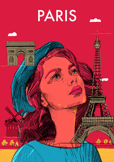 Paris character city illustration france illustrated poster illustration illustrator paris paris illustrated people portrait portrait illustration poster city poster illustration procreate