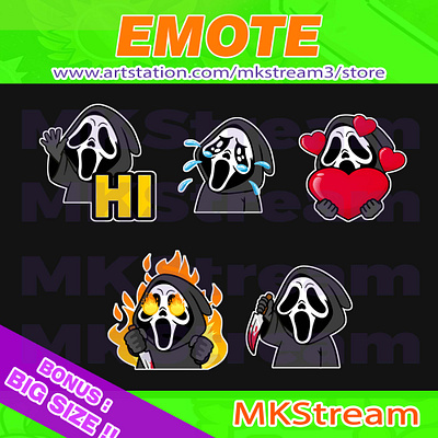 Twitch emotes ghostface waving, cry, love, rage & knife pack animated emotes anime cry emotes cute design emote emotes ghost emotes ghost face ghostface ghostface emotes horror illustration killer emotes knife emotes love emotes rage emotes scream emotes sub badge twitch emotes