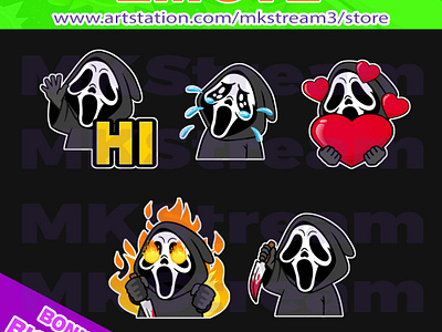 Twitch emotes ghostface waving, cry, love, rage & knife pack animated emotes anime cry emotes cute design emote emotes ghost emotes ghost face ghostface ghostface emotes halloween horror illustration killer emotes love emotes rage emotes scream emotes sub badge twitch emotes